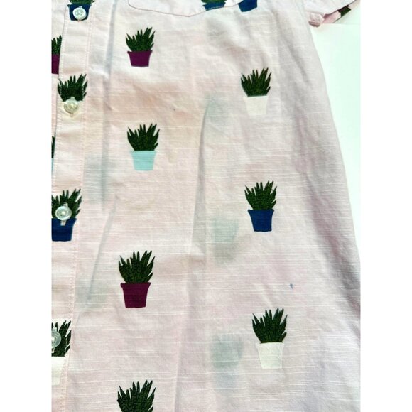Men Original Penguin Pink Shirt Succulent Potted Plant Button Down Green Thumb - Picture 3 of 8